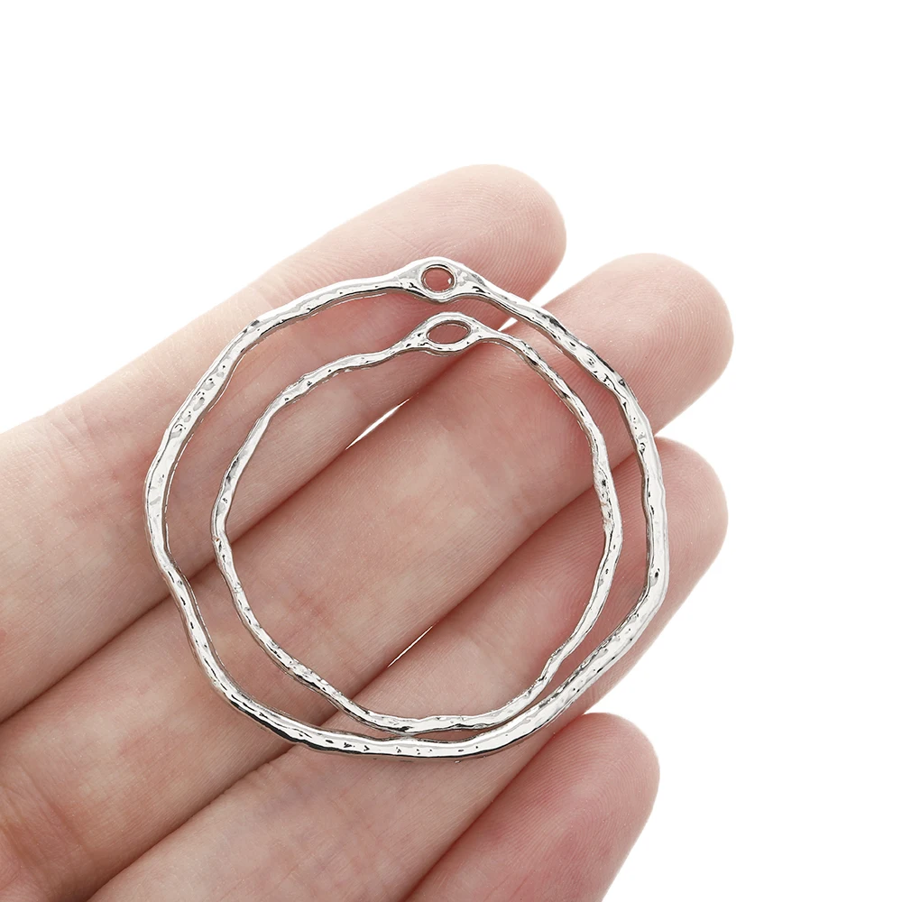 

10Pcs Zinc Alloy Round Open Resin Bezel Hollow Mold Pendant Pressed Flower Frame Charms For Diy Earring Necklace Jewelry Making