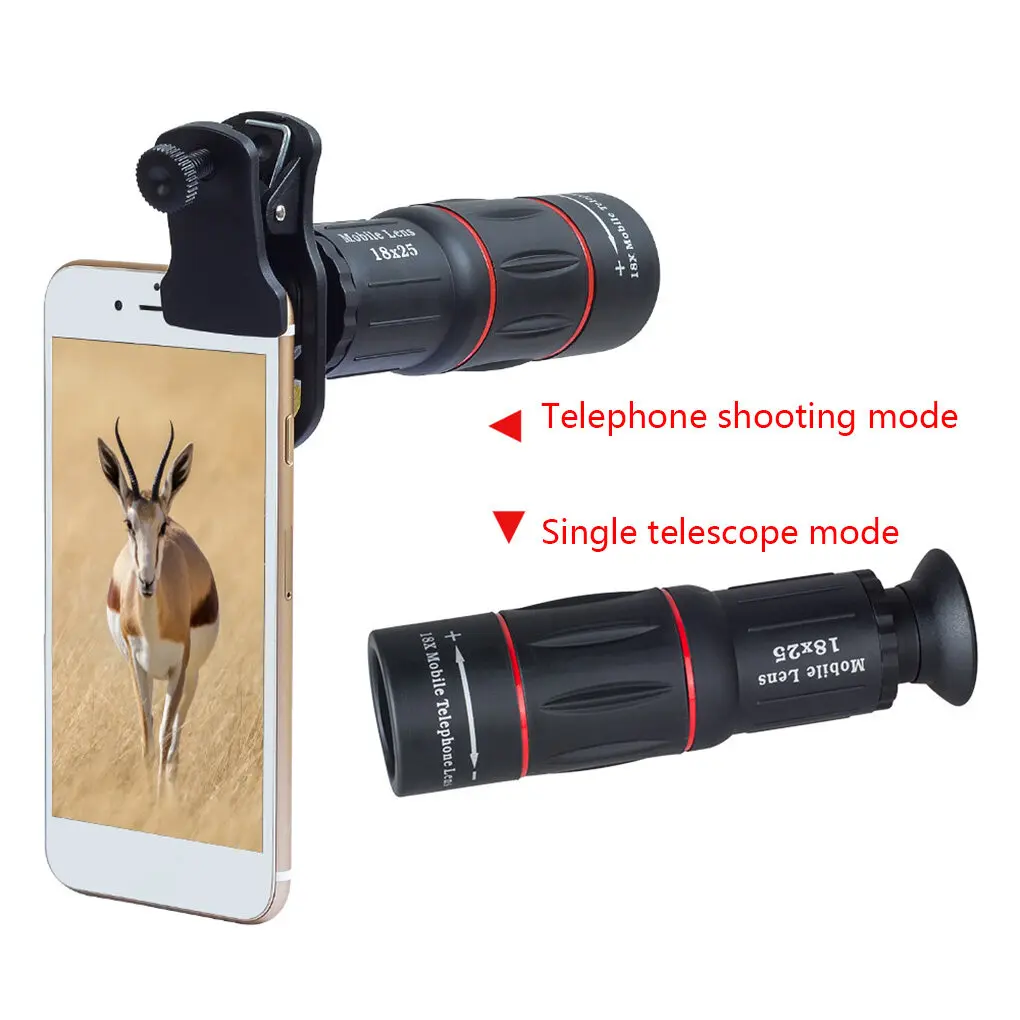 

Portable 18X Phone Telescope Zoom Mobile Phone Lens Smartphones Universal Clip Telefon Camera Lens Tripod