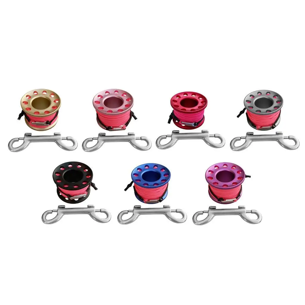 

Scuba Diving Finger Reel Guide Spool 15m Line Dual Ended Bolt Snap Red