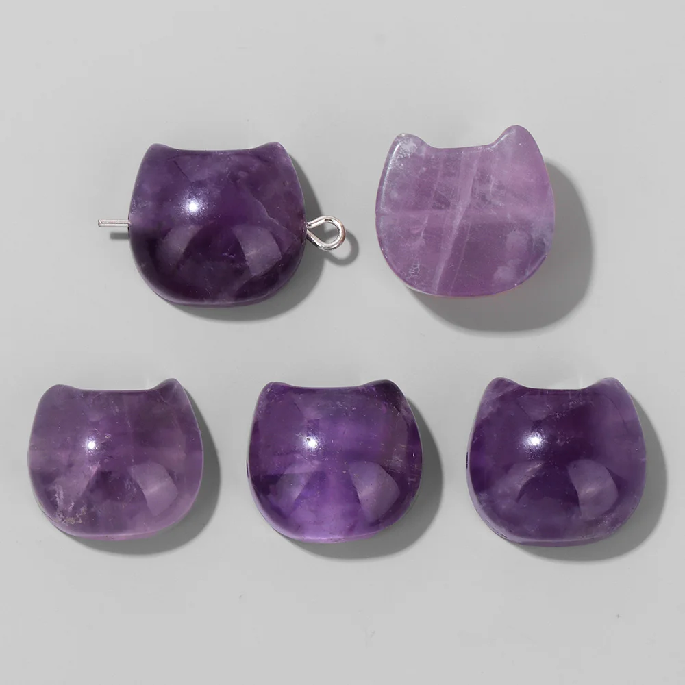 Модный кулон в форме головы кошки из натурального камня 14x16 мм агаты тигровый