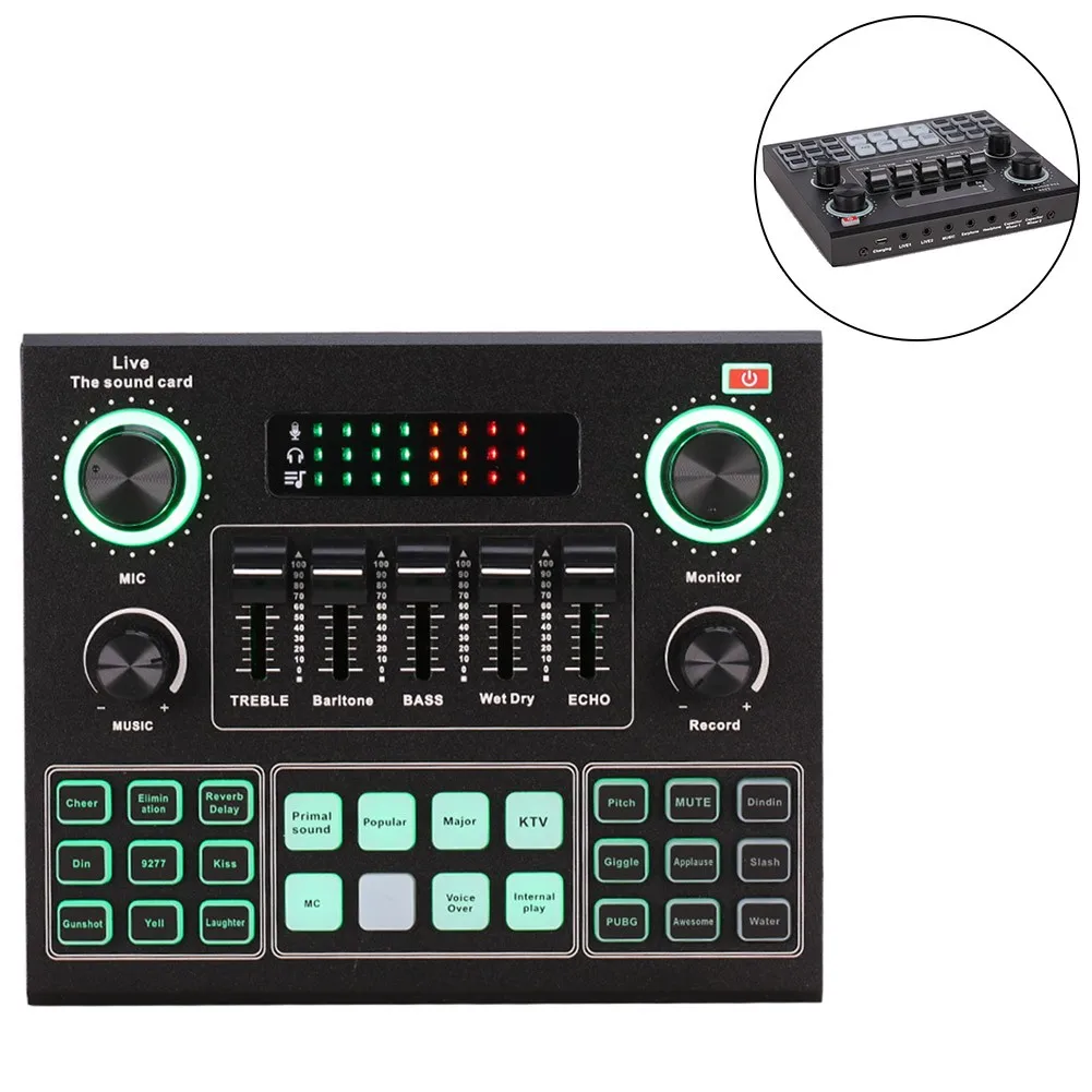 

V9 USB Sound Card 32bit DSP Headset Microphone Web Live Broadcast Streaming Sound Card For Computer Mobile Phone BT