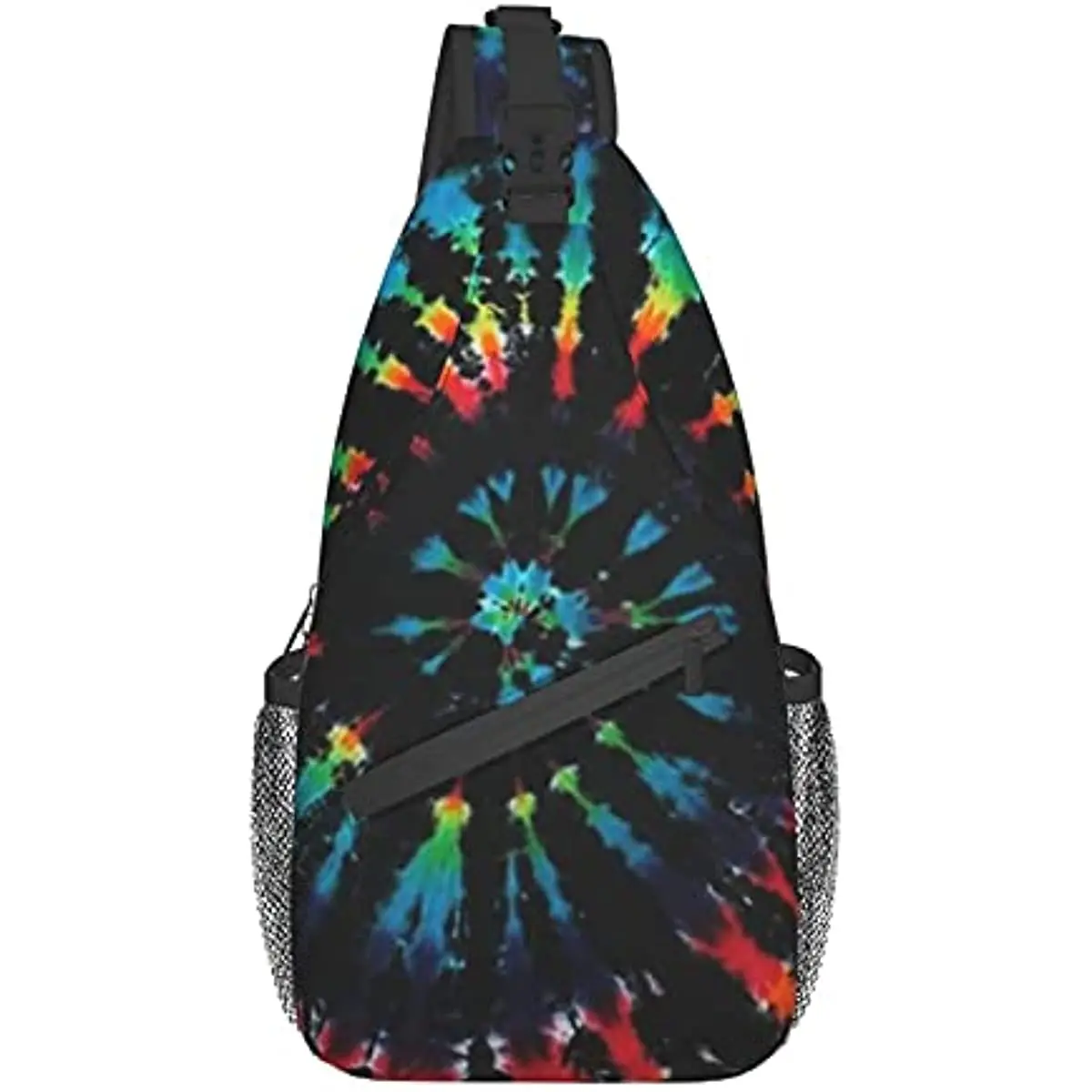 

Large Capacity Sling Chest Bag Black Tie Dye Backpack for Men Boys, Funny Crossbody Backpack with Adjustable Strap for Hiking