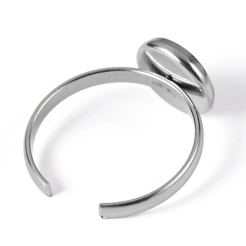 10 Pieces Ring Empty Holder Stainless Steel Inner 8mm / 10mm / 12mm Open Rings 18.5mm Wide For DIY Jewelry Making Accessories