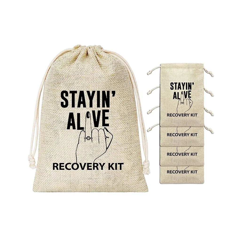 

20pcs Hangover Gift Bags - Stay Alive Recovery Kit - Cotton Gift Bag For Bachelorette Party, Engagement Party, Wedding, Bridal