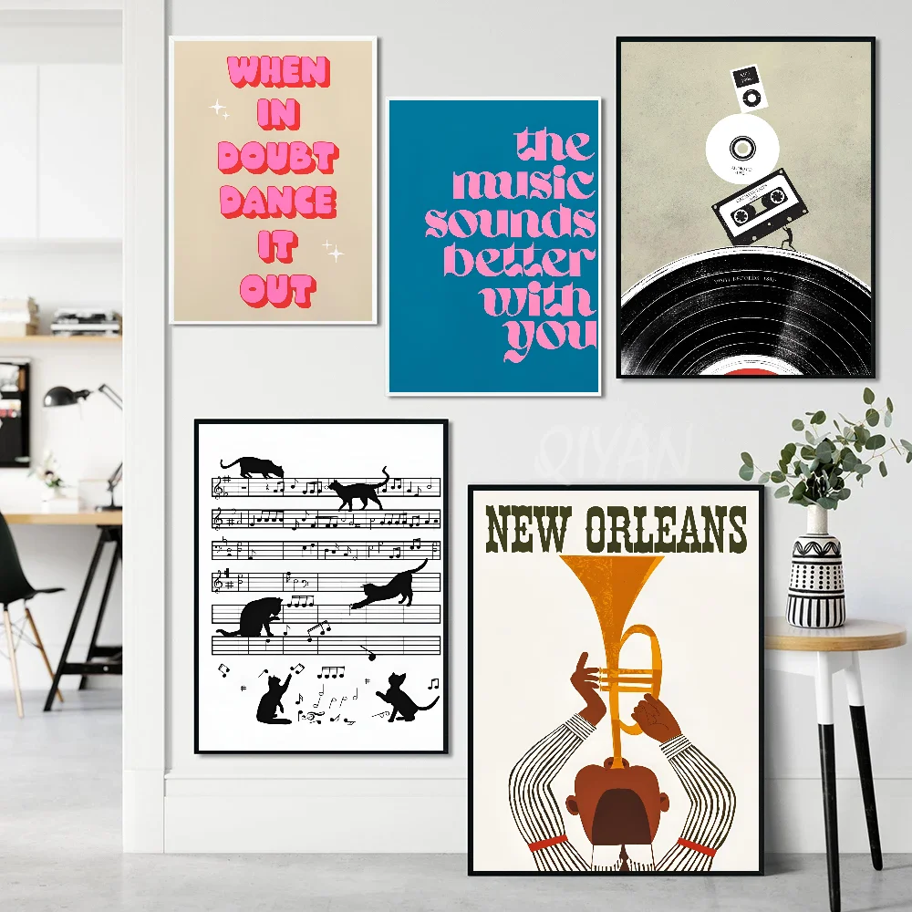 Abstract Jazz Festival Record Machine Music Symbol Art Poster Stickers Wall Murals Decor Game Room Gifts HD Painting