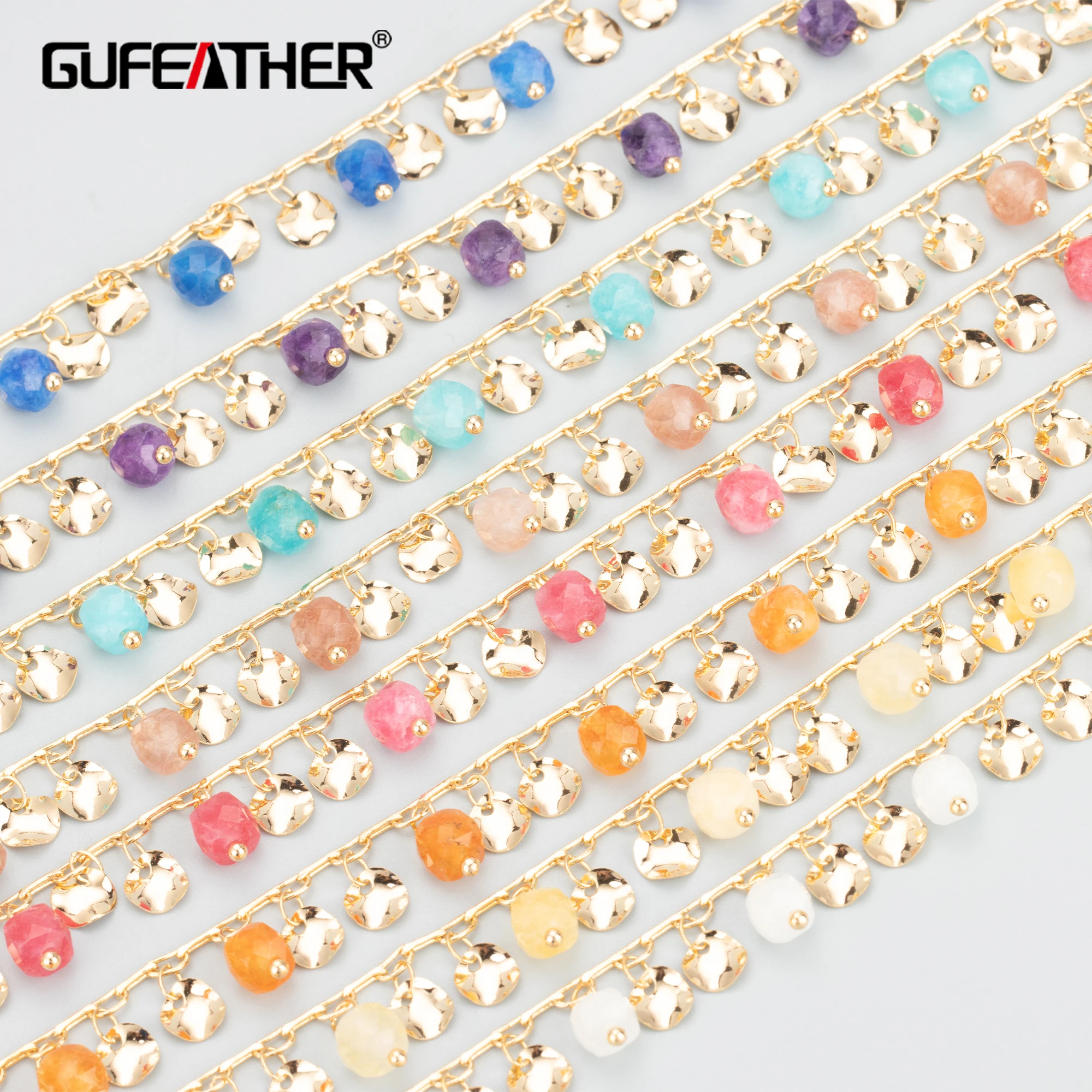 

GUFEATHER C305,diy chain,nickel free,18k gold plated,copper,natural stone,jewelry making findings,diy bracelet necklace,50cm/lot