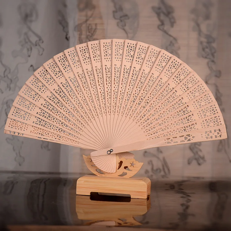 

10pcs/set Hollow Out Engrave Fragrant Wood Fan 8 inch Handmade Summer Fold Fans wedding gift photography props Home Decor