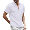 Summer New Men's Short-Sleeved T-shirt Cotton and Linen Led Casual Men's T-shirt Shirt Male  Breathable S-3XL 3