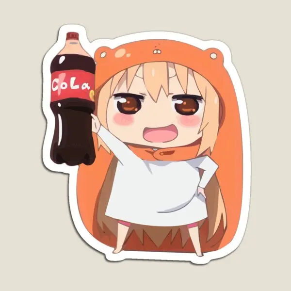 Umaru Chan Showing Of Her Cola Bottle  Magnet Colorful for Fridge Organizer Children Holder Stickers Magnetic Home Refrigerator