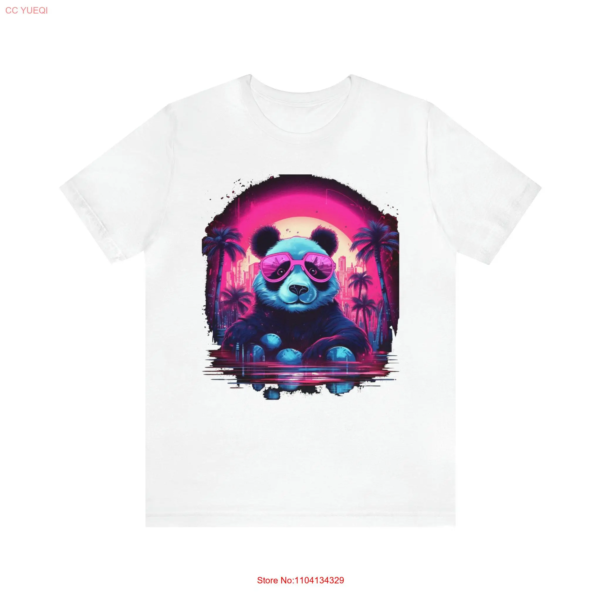 Футболка с пандой футболка Vaporwave неоновый красочный трикотаж длинными или