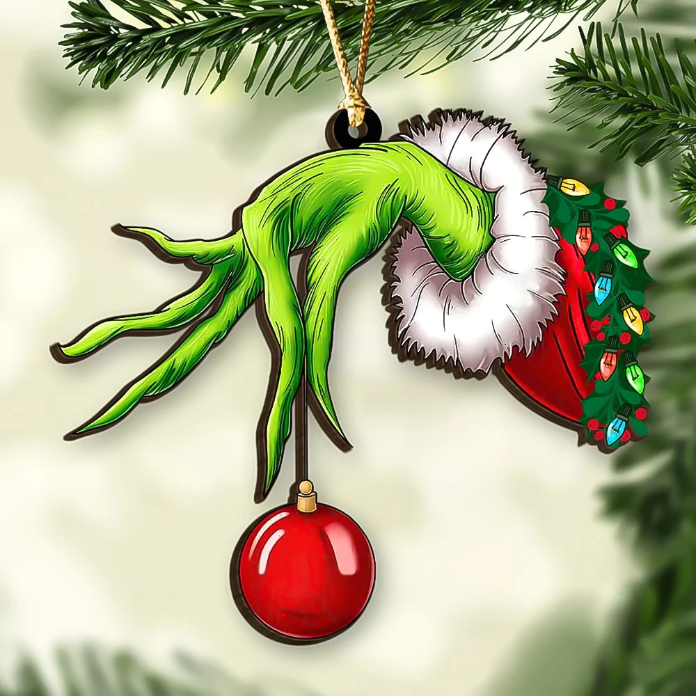 

WELBACK 1 шт., подвесные подвески для рождественской елки, украшения Grinch, акриловые забавные зеленые волосы, монстр, декор для рождественской елки, рождественские подарки