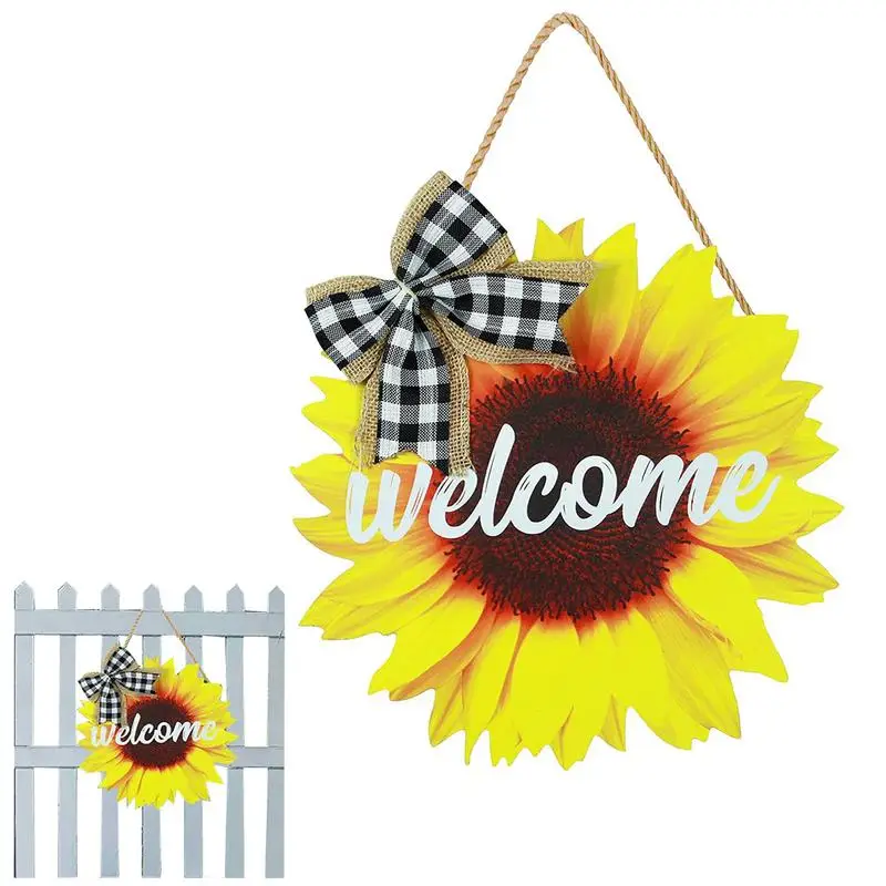 

Sunflower Welcome Sign Round Wood Signs Front Door Porch Wooden Plaque Sunflower Garden Home Farmhouse Shop Decoration