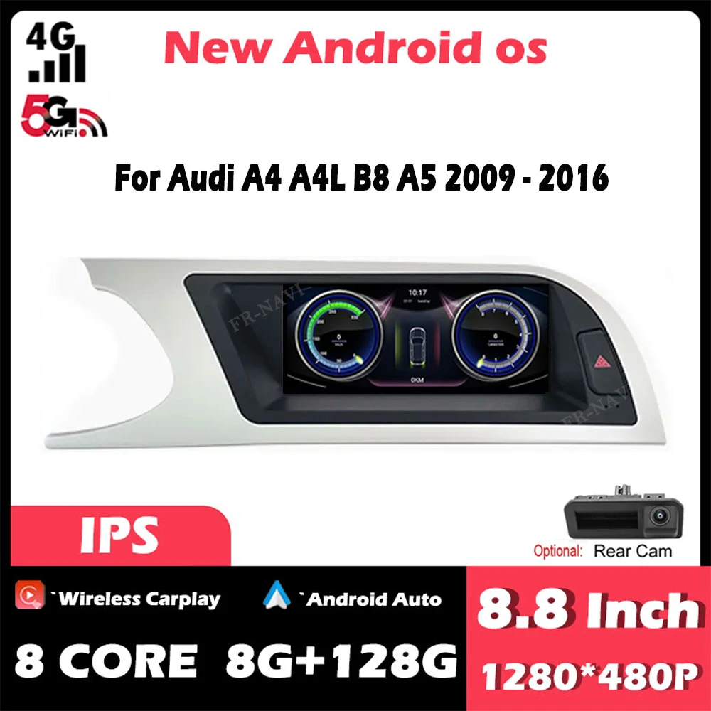 

8.8" IPS Screen Android 13 For Audi A4 A4L B8 A5 2009 - 2016 Car Radio Stereo Wireless Carplay GPS Navigation Player Multimedia