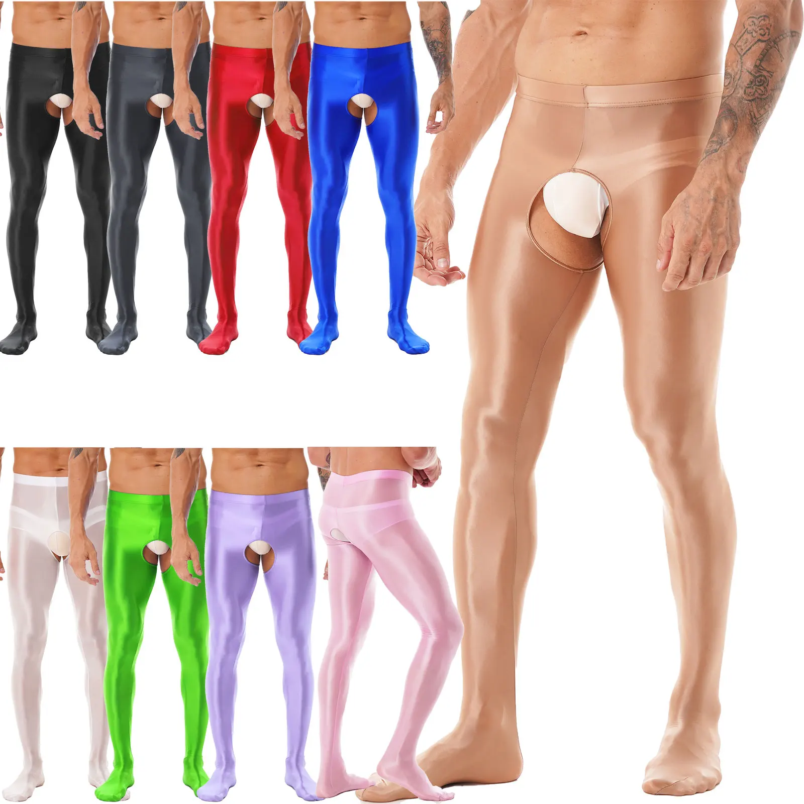 

Mens Gay Male Glossy Crotchless Pantyhose Underwear Glossy Thin Footed Tights Stockings Exotic Sissy Nightwear Tights Leggings