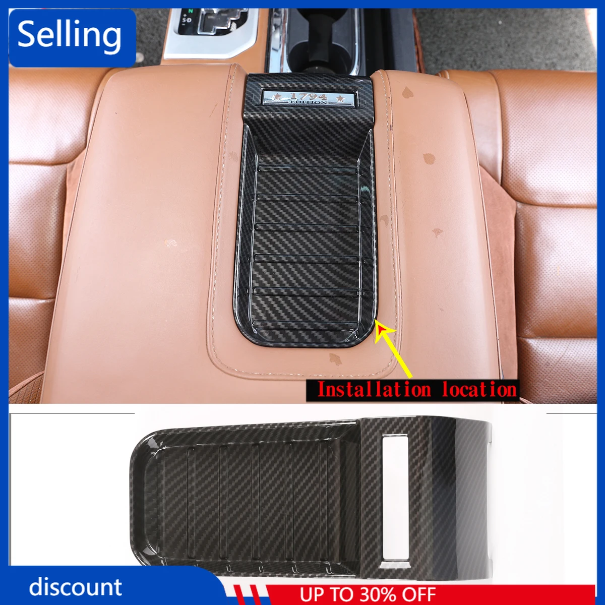 

ABS Carbon Fiber Style Center Console Armrest Storage Box Cover Trim Decorate Tray Car Styling Accessory For Toyota Tundra 14-21