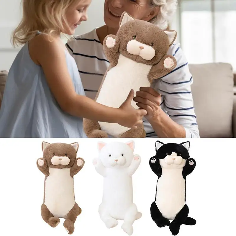 

Cat Soft Plush Pillow Long Cat Plush Sofa Pillow 45cm Soft Cat Hugging Pillow Stuffed Animal Pillow Cute Sleeping Throw Pillow