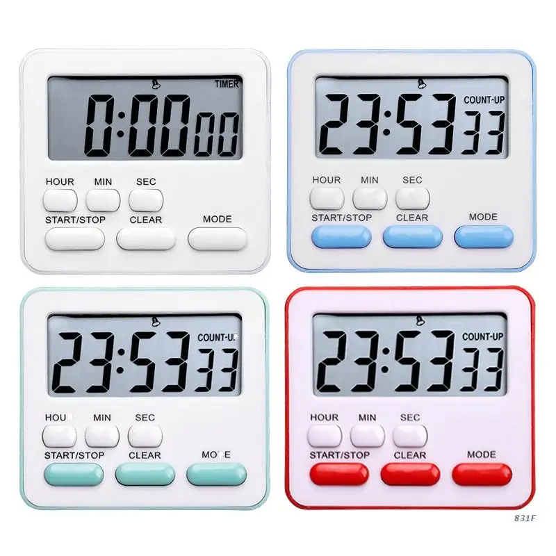24 hours digital kitchen timer large display loud alarm magnetic backing stand count up count down timers for cooking free global shipping