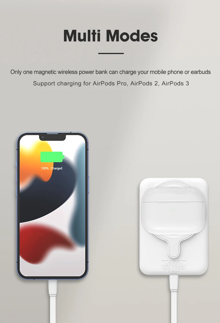Магнитная Беспроводная 10000 мАч Быстрая зарядка Складная подставка USB-C внешний