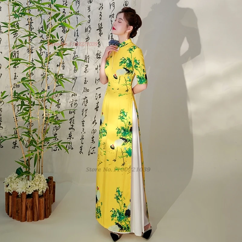 2024 вьетнамское платье-аодай традиционное китайское улучшенное Ципао