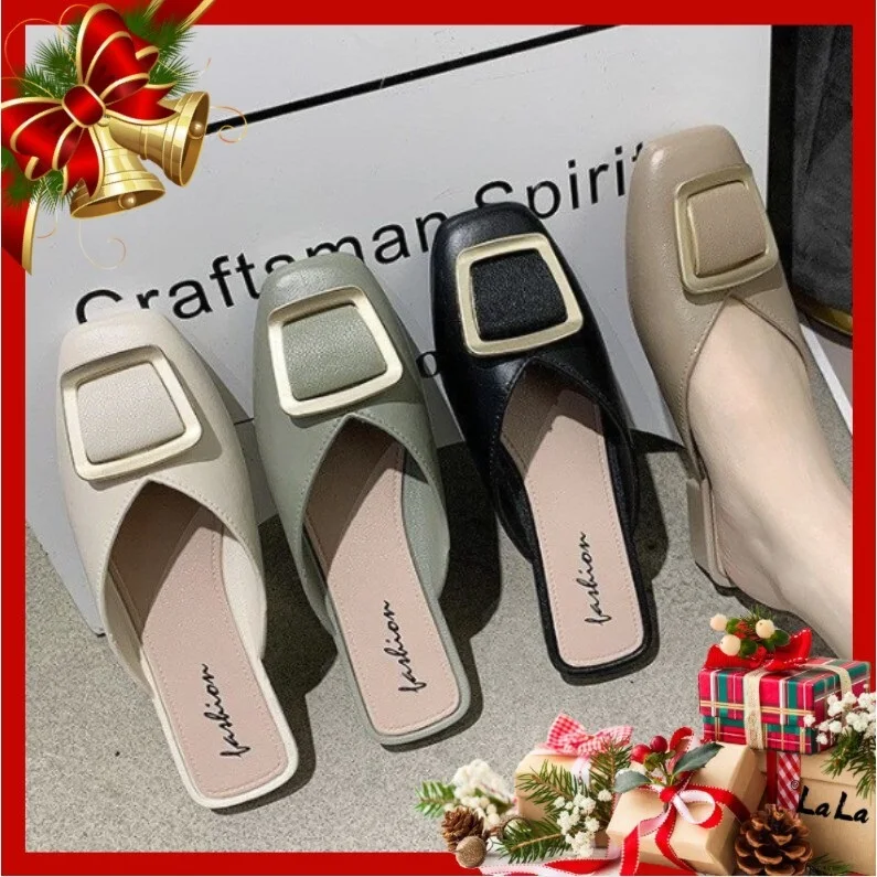 

NEW LaLaWomen square buckle flat loafers shoes(add one size)