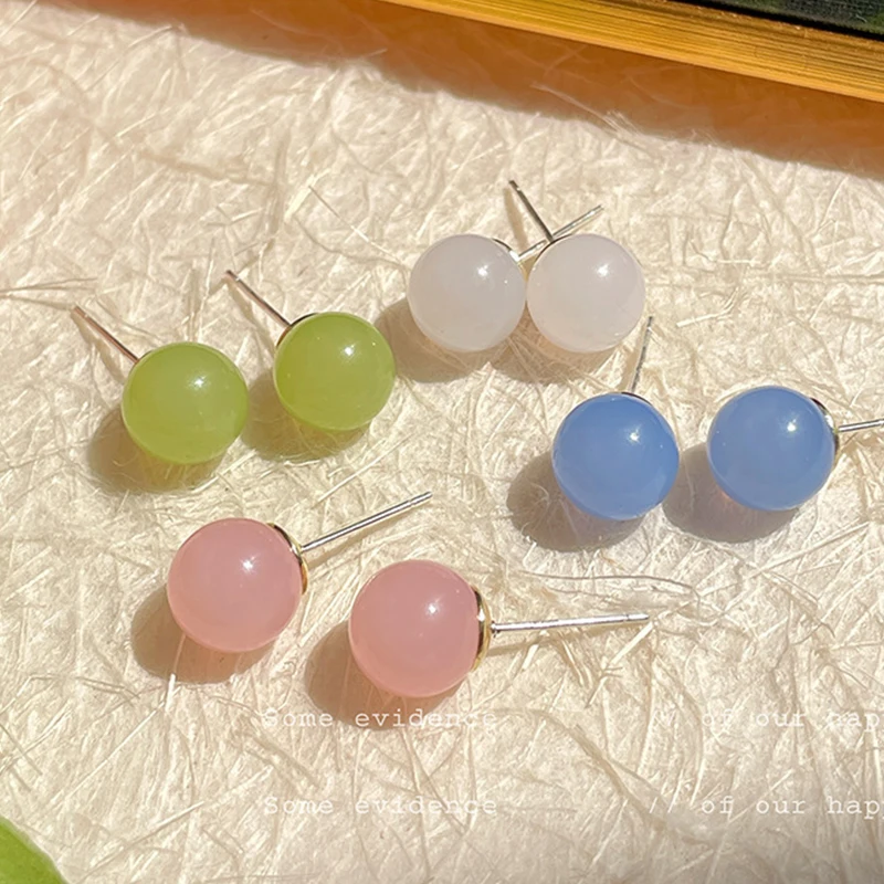 Летние милые серьги-гвоздики KADRUFI 10 мм с шариками карамельных цветов для женщин