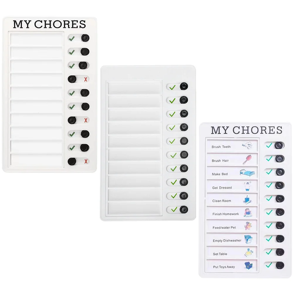 

3 Pcs Self-discipline Check-in Children Chore Chart Kids Multiple Prizes Rewards Card Book Home Portable Chores White Creative