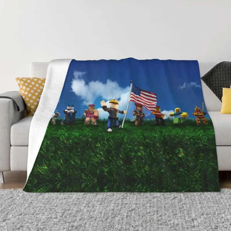 

Robloxs Cartoon Video Gaming Ultra-Soft Fleece Throw Blanket Warm Flannel Blankets for Bedding Home Couch Bedspreads