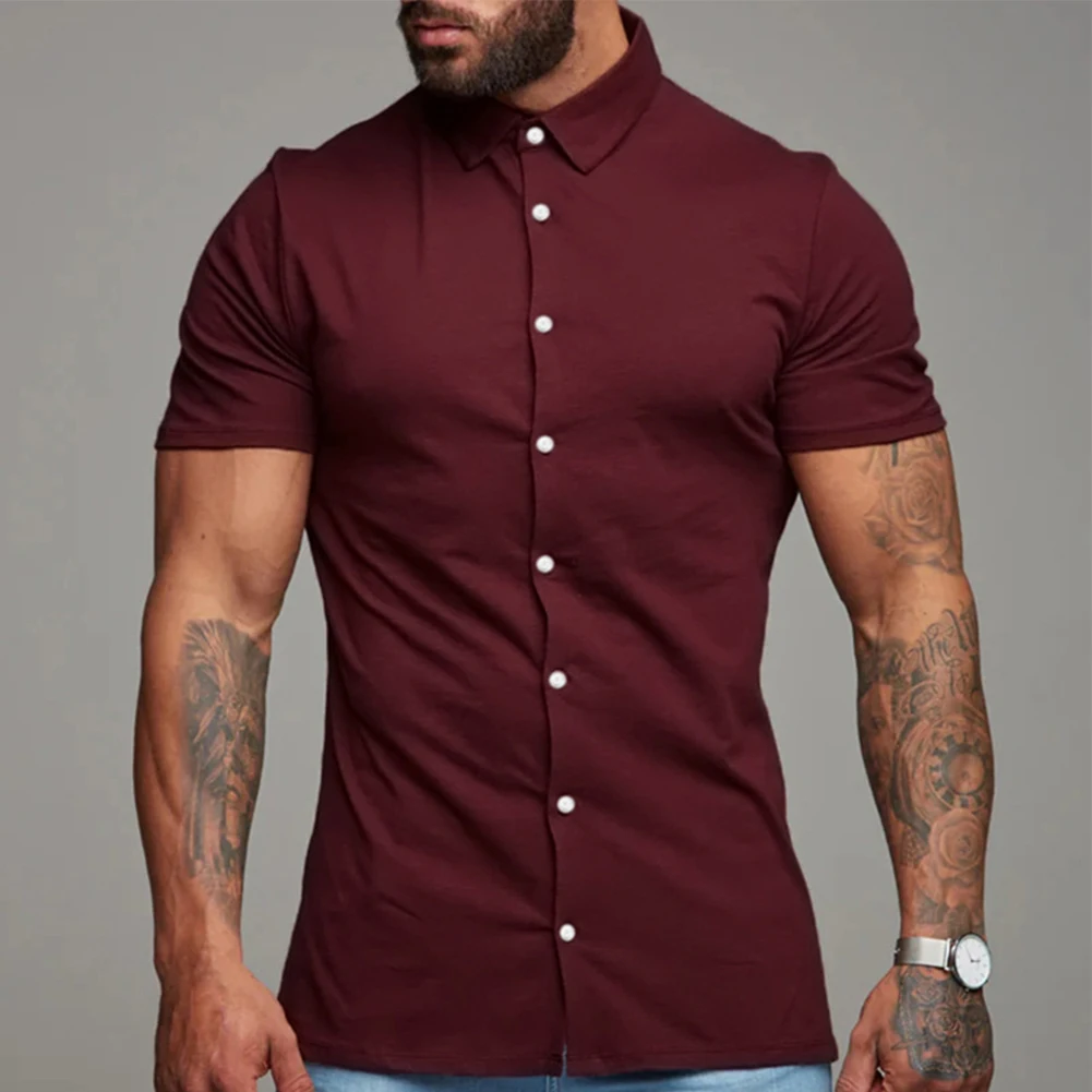 Blouse Mens Shirts Shirt Short Sleeve Slim Fit Top Work Breathable Button Down Casual Comfortable M-3XL Brand New