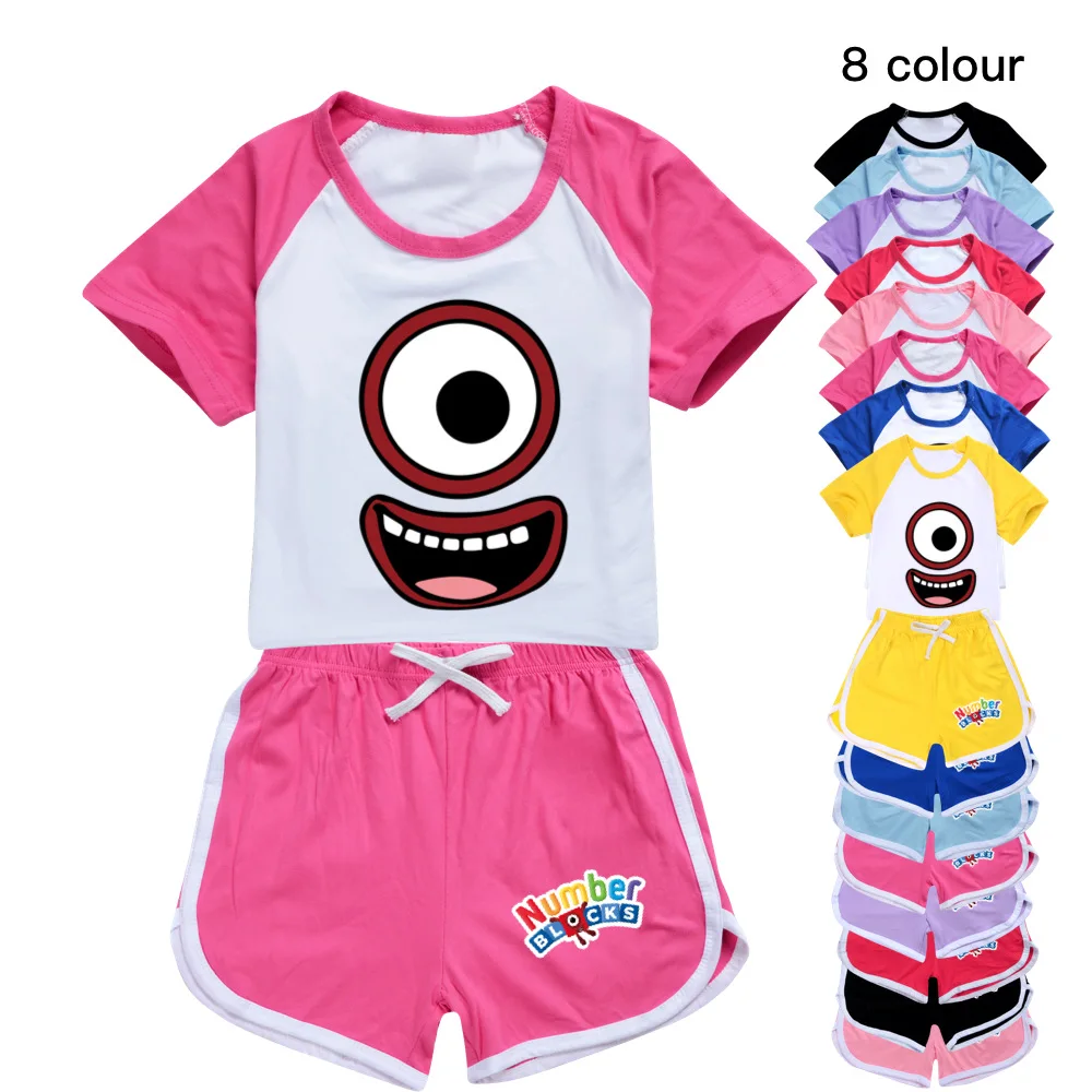 

Number Blocks Girls Boys Clothes Set Summer Kids T-shirt+Shorts Casual Sport Suits 2pcs Numberblocks Tracksuit Outfits Pajamas