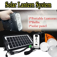 solar lantern system outdoor solar panel kit with bulb rechargeable portable bulb power bank set solar battery charger for phone