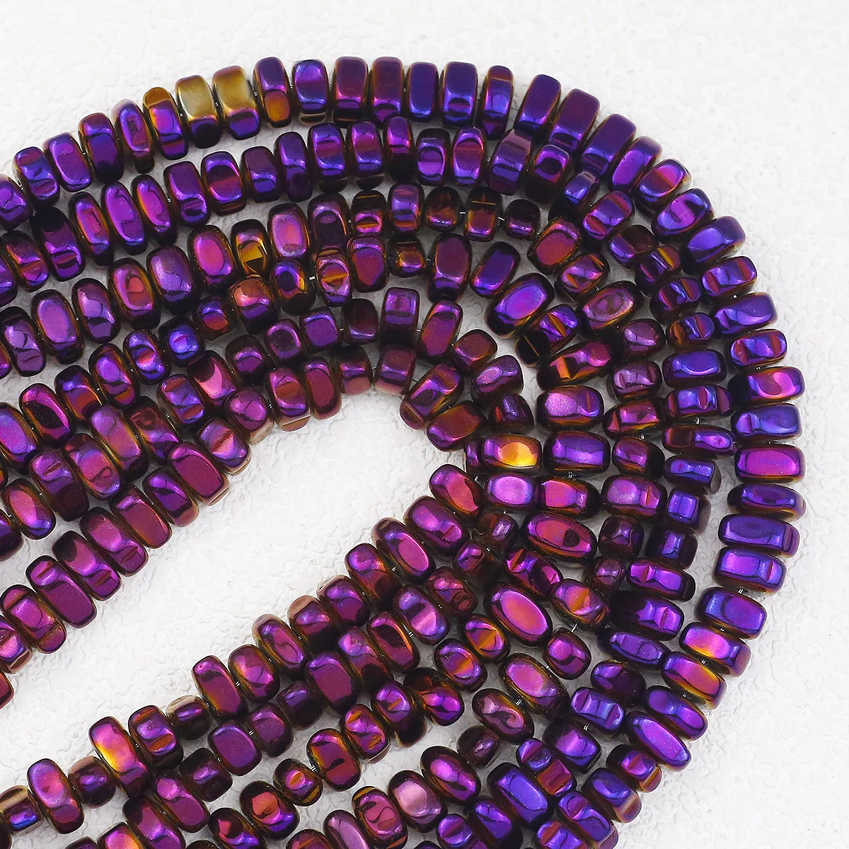 1 ~ 5 струн измельченный натуральный гематитовый камень полированный фиолетовый