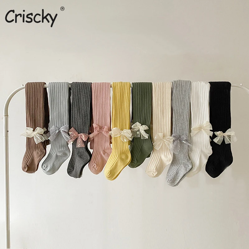 

Criscky Cotton Girls Tights Princess Bowknet Baby Girl's One-Piece Pantyhose Baby Spring New Style Trousers Lace Stocking