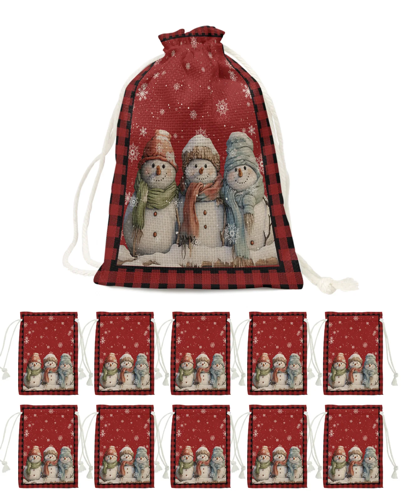 

Christmas Snowflake Snowman Candy Bags Santa Gift Bag Home Party Decorations Navidad Xmas Linen Gift Bags Packing Supplies