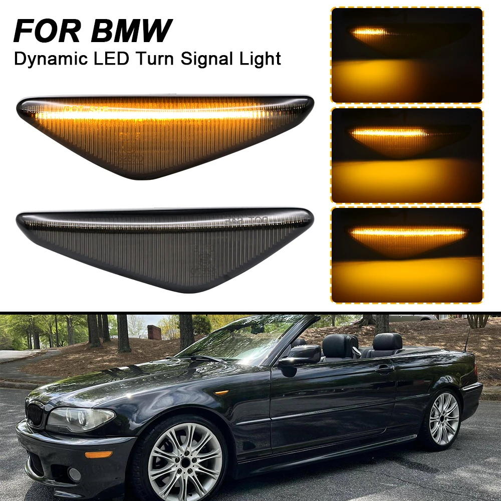 2PC Dynamic 12V Side Marker LED Light For BMW E46 2D 2003-2006 325Ci 330Ci Coupe Convertible Turn Signal Blinker Indicator Lamps