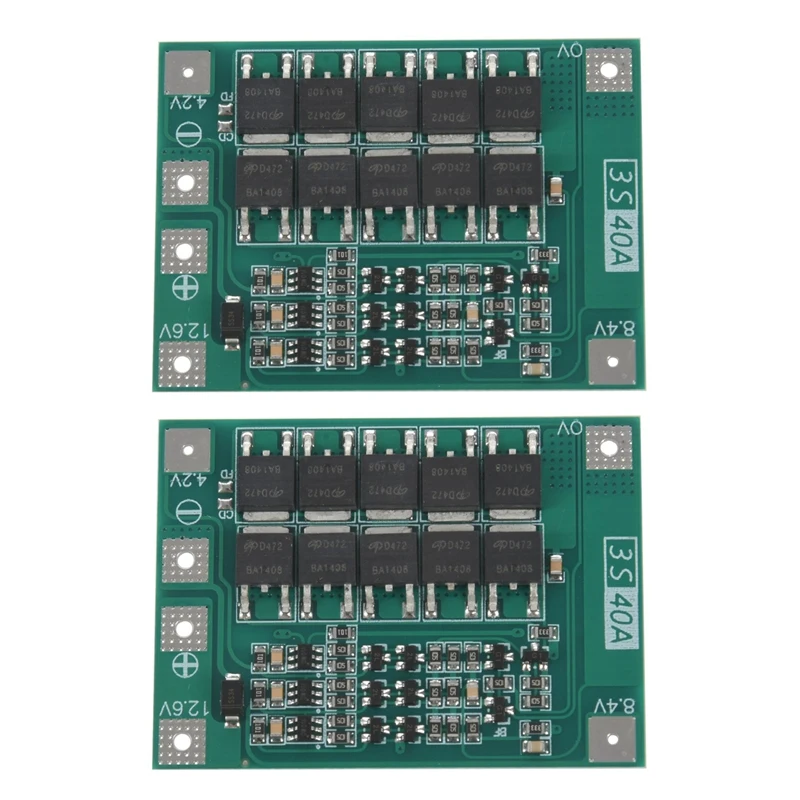 

2X,3S 40A Bms 11.1V 12.6V 18650 Lithium Battery Protection Board With Balanced Version For Drill 40A Current
