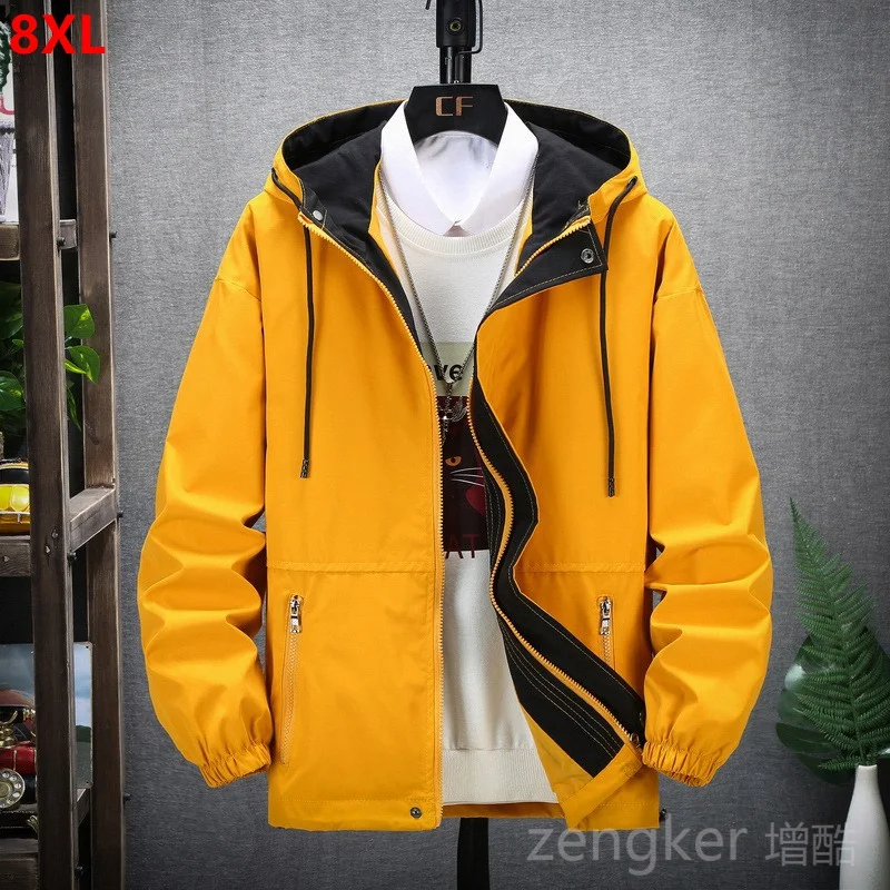 

Spring Men's Casual Jackets Trend Hooded Jackets Large Size Workwear Men's Jackets Splicing Jackets plus size clothes 8XL 7XL