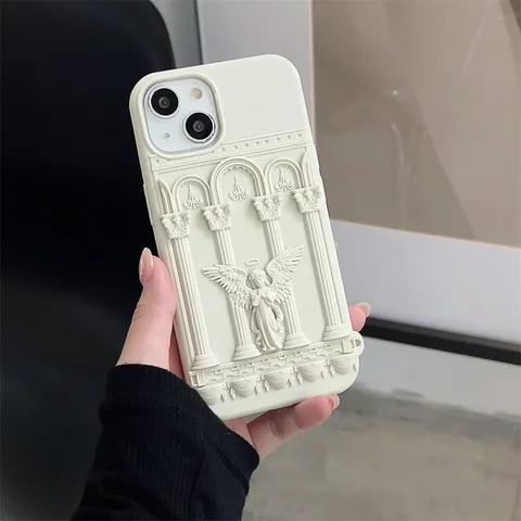 Чехол для телефона с 3d-статуей ангела для iPhone 15 14 13 12 11 Pro Max, Мягкий Силиконовый противоударный чехол в стиле ретро для девушек, классическое искусство, защита от падения