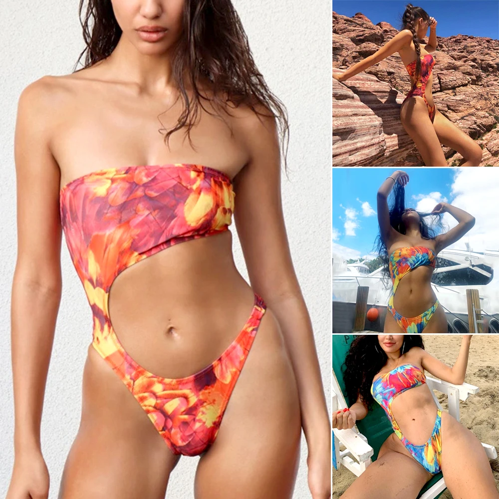 

1-Piece Bandeau Swimsuit for Women Sexy Bikini Fashion Summer Bathing Suit Spa Clothing Swimwear Sunbathing Clothes MC889