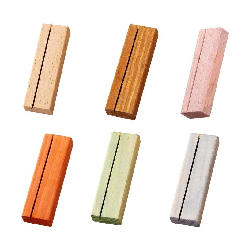 

10x Colored Wood Table Number Stands Memo Photo Picture Holder for Party Wedding
