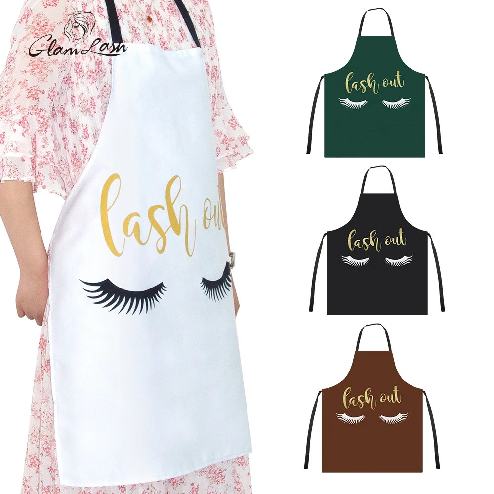 

GLAMLASH 1Pcs Eyelash Printed Cleaning Art Aprons Sleeveless Home Cooking Kitchen Apron Cook Wear Cotton Linen Adult Bibs