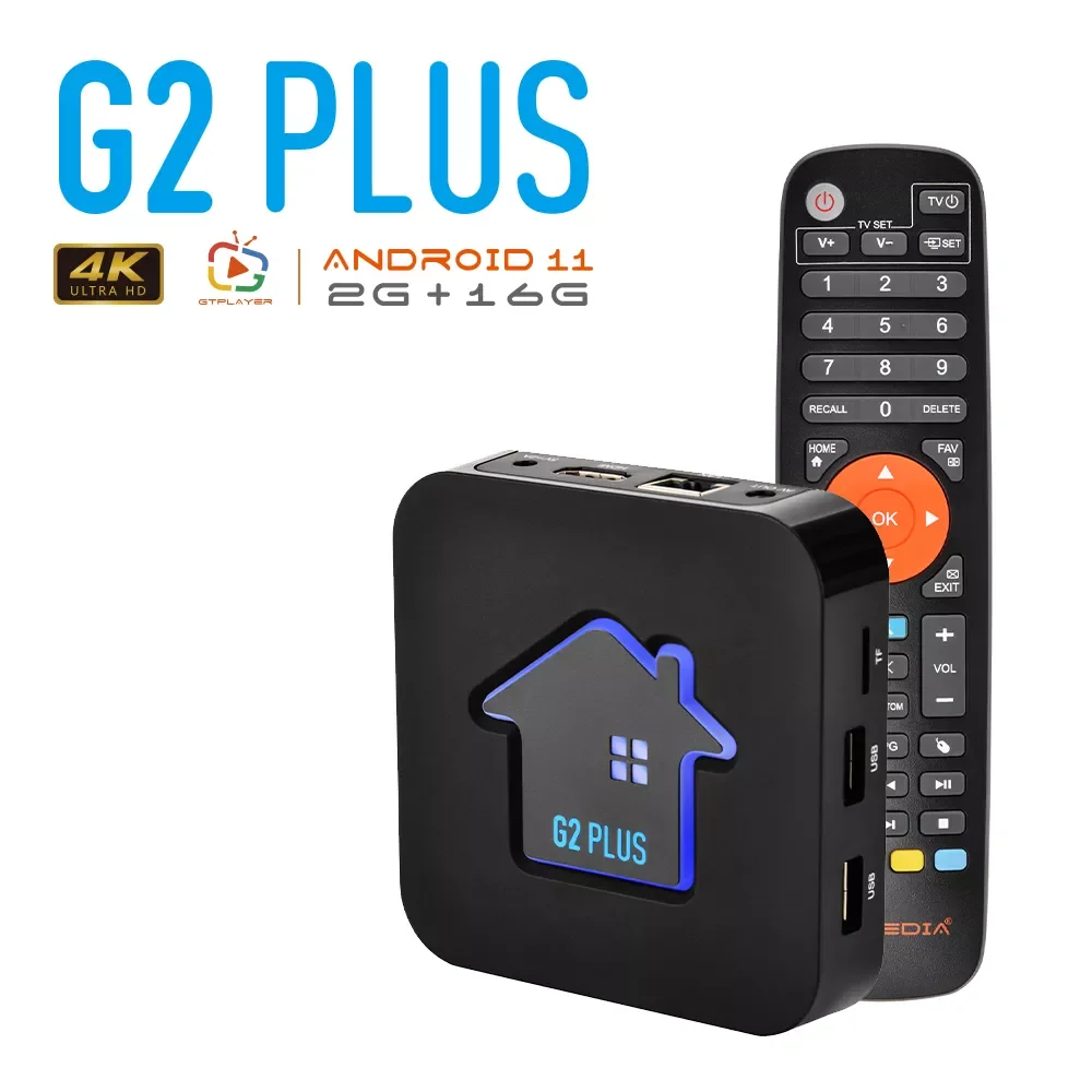 

GTMEDIA 4K UHD G2 PLUS Android 11 TV BOX Amlogic 905W2 Quad Core 2GB 16GB 2.4G WIFI Media Player Netflix Set Top Box for IPTV