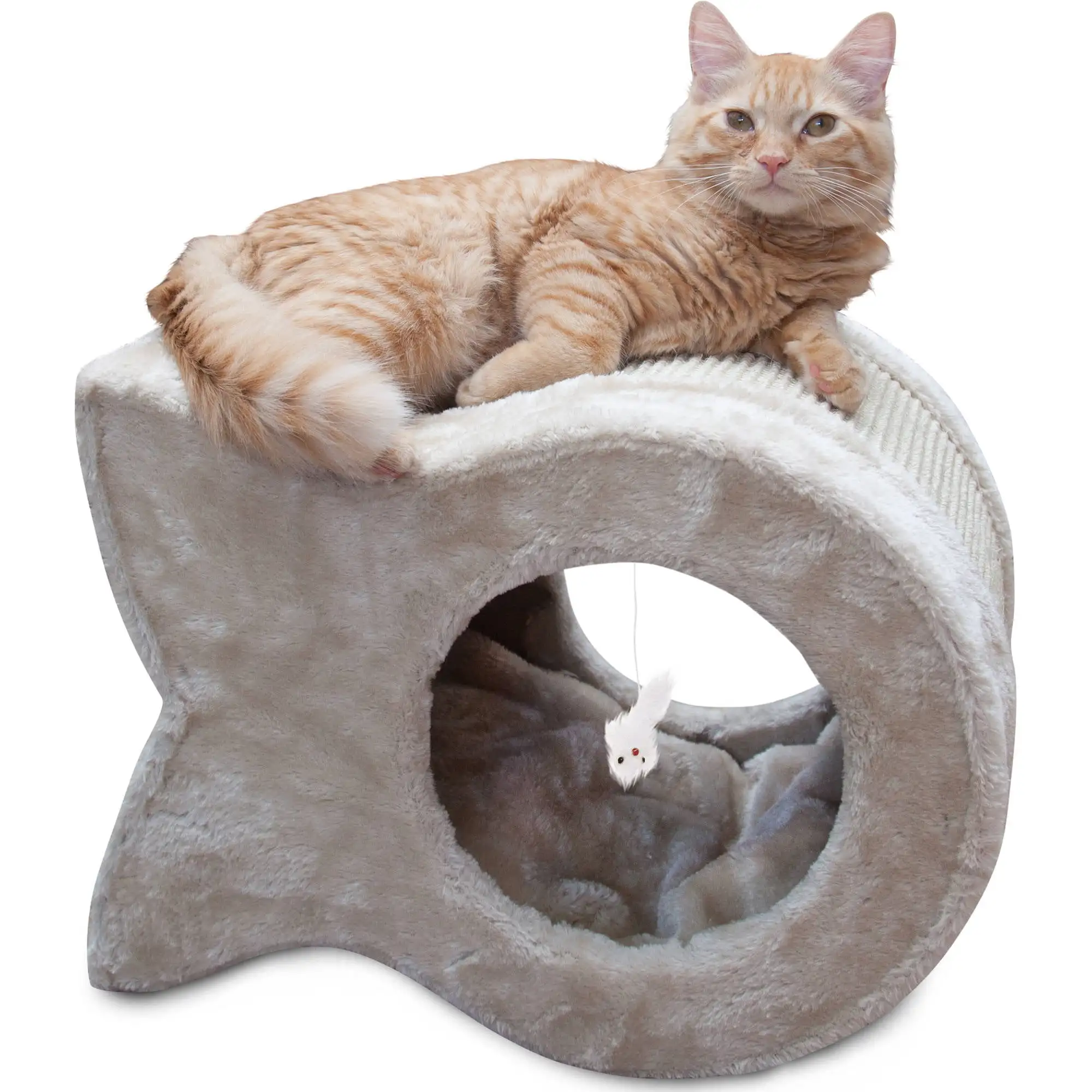 

| Kitty Cave Scratcher, Faux and Sisal, Beige