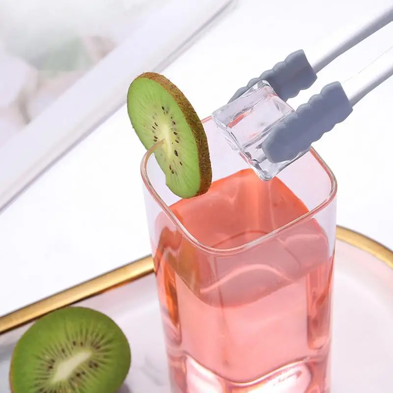 Щипцы для льда Нескользящие силиконовые зажимы бара десертов из нержавеющей