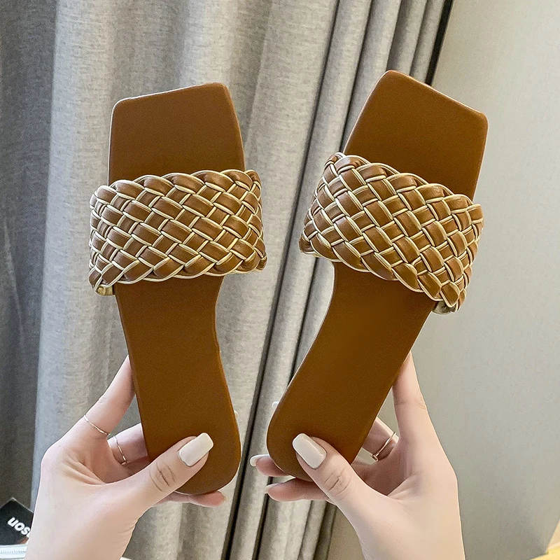

Women's Shoe Open Toe Braided Slippers Summer Flat Breathable Lightweight Casual Shoes Outdoor Beach Flip-Flops Large 42 Sandals