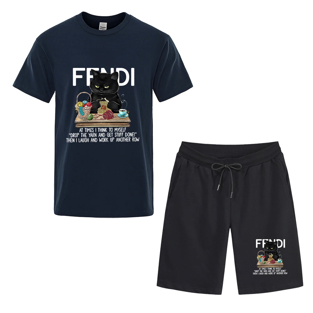 2023 Summer Men T-shirt Shorts Set Casual T-shirt Tracksuit Luxury Printed Short Sleeve Top Pants Tracksuit Streetwear Oversized