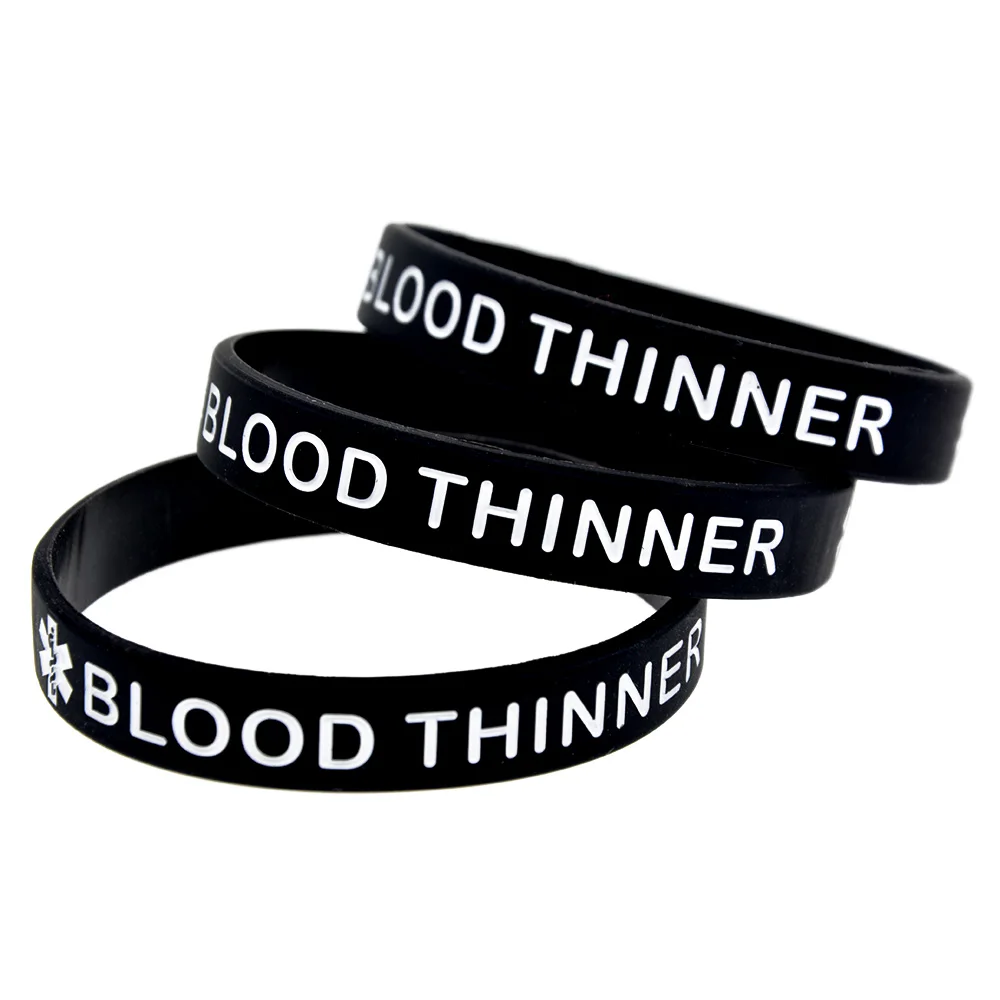 

50 PCS Blood Thinner Silicone Bracelet for Emergency Adult Size
