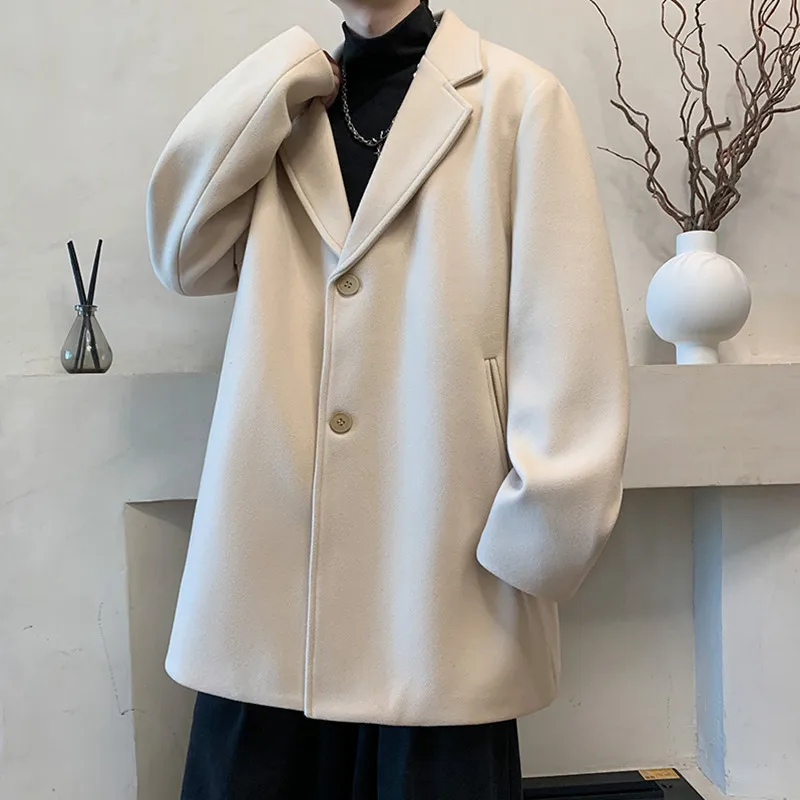 Woolen s Men's and Women's Casual Wear Loose Plus size Single West Korean Sle Idle Coat