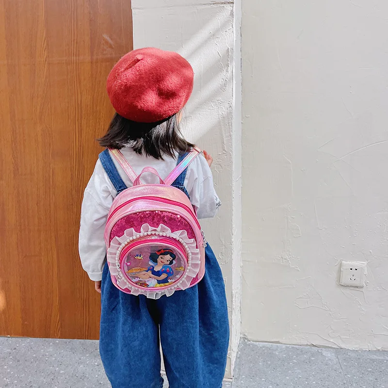 

Disney Girl Backpack for Children Frozen Elsa Princess Snow White Kawaii Pattern Baby Package Toddler Children Casual Knapsack