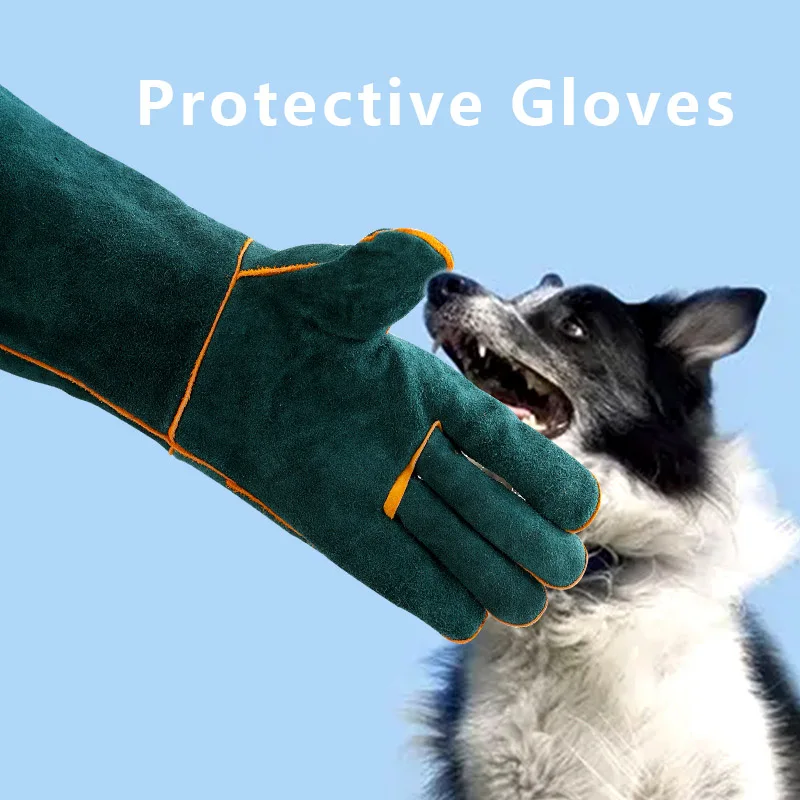 Anti-bite Thick Leather Safety Glove For Animal Pet training Feeding Pet Supplies Grasping Biting Protective Glovess Dog Gift