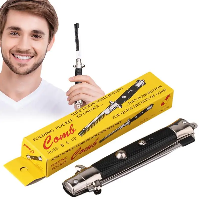 

Пружинная карманная расческа автоматическая складная парикмахерская расческа портативная металлическая пружинная расческа Мужская карманная расческа инструмент для салона красоты